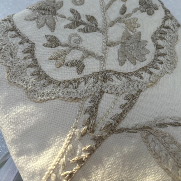 Crate & Barrel Grace Pattern Embroidery pillow sham-20x26 Standard, Bed, Beige - Picture 2 of 8